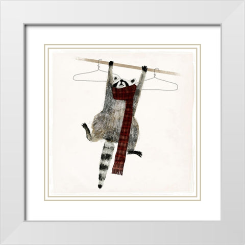 Rascally Raccoon I White Modern Wood Framed Art Print with Double Matting by Barnes, Victoria