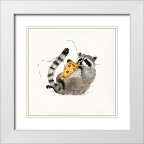 Rascally Raccoon II White Modern Wood Framed Art Print with Double Matting by Barnes, Victoria