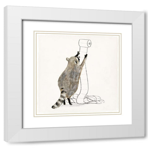 Rascally Raccoon IV White Modern Wood Framed Art Print with Double Matting by Barnes, Victoria
