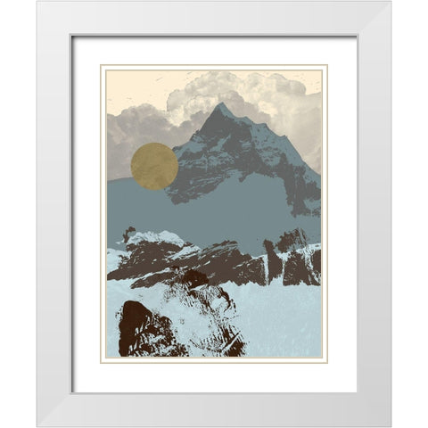 Pop Art Mountain I White Modern Wood Framed Art Print with Double Matting by Green, Jacob