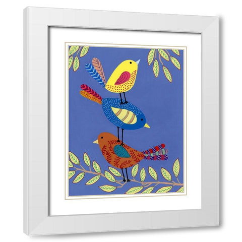 Patterned Feathers I White Modern Wood Framed Art Print with Double Matting by Moore, Regina