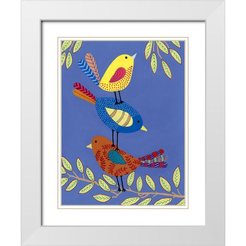 Patterned Feathers I White Modern Wood Framed Art Print with Double Matting by Moore, Regina