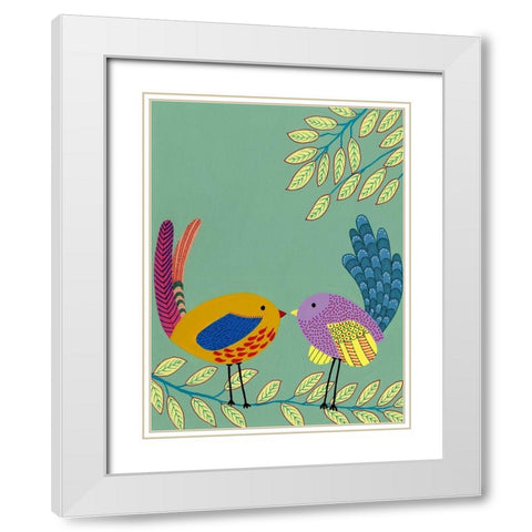 Patterned Feathers II White Modern Wood Framed Art Print with Double Matting by Moore, Regina