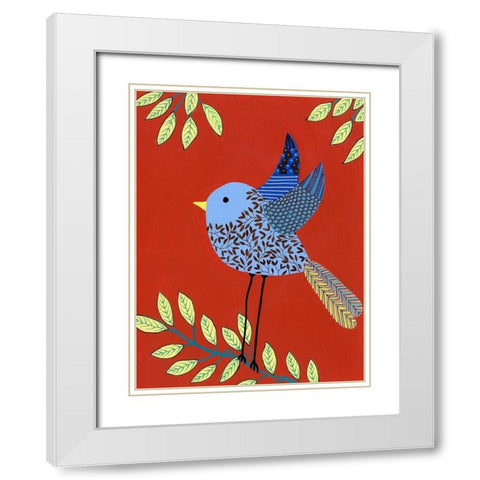 Patterned Feathers III White Modern Wood Framed Art Print with Double Matting by Moore, Regina