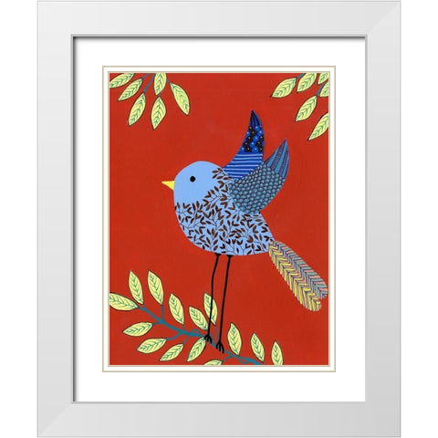 Patterned Feathers III White Modern Wood Framed Art Print with Double Matting by Moore, Regina