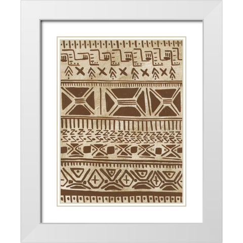 Tribal Markings I White Modern Wood Framed Art Print with Double Matting by Moore, Regina