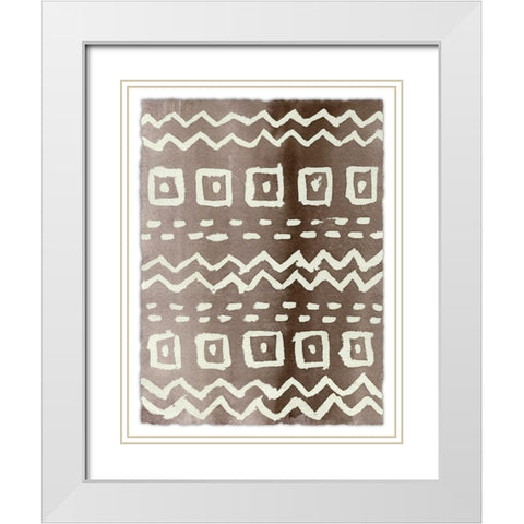 Ancestral Marks V White Modern Wood Framed Art Print with Double Matting by Moore, Regina