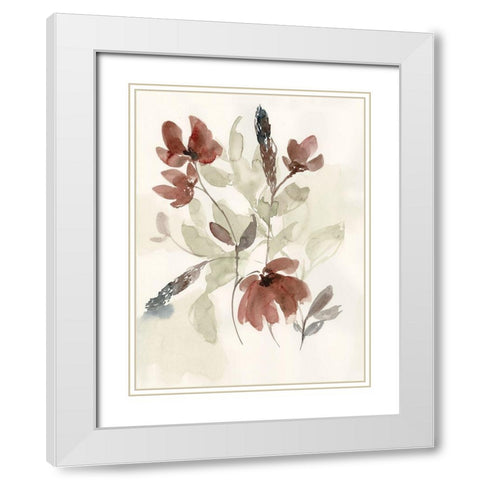 Dusty Flower Composition I White Modern Wood Framed Art Print with Double Matting by Goldberger, Jennifer
