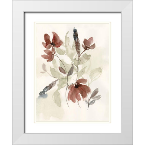 Dusty Flower Composition I White Modern Wood Framed Art Print with Double Matting by Goldberger, Jennifer
