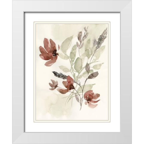 Dusty Flower Composition II White Modern Wood Framed Art Print with Double Matting by Goldberger, Jennifer