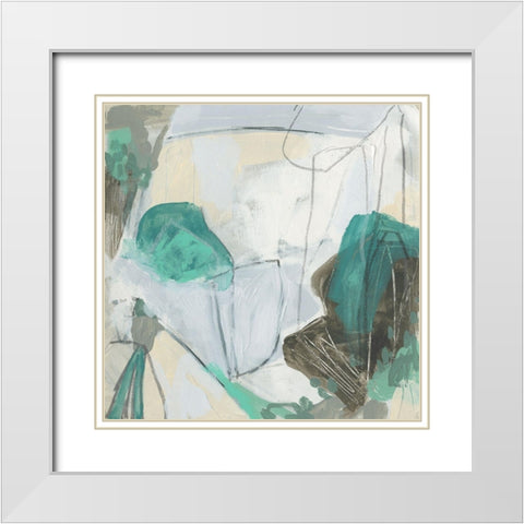 Aqua Puzzle II White Modern Wood Framed Art Print with Double Matting by Vess, June Erica