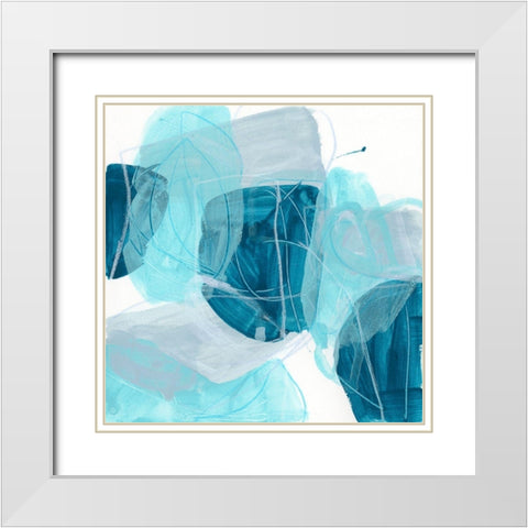 Blue Trance I White Modern Wood Framed Art Print with Double Matting by Vess, June Erica