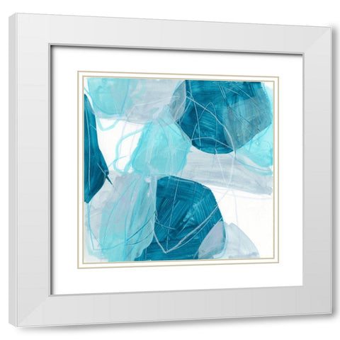 Blue Trance II White Modern Wood Framed Art Print with Double Matting by Vess, June Erica
