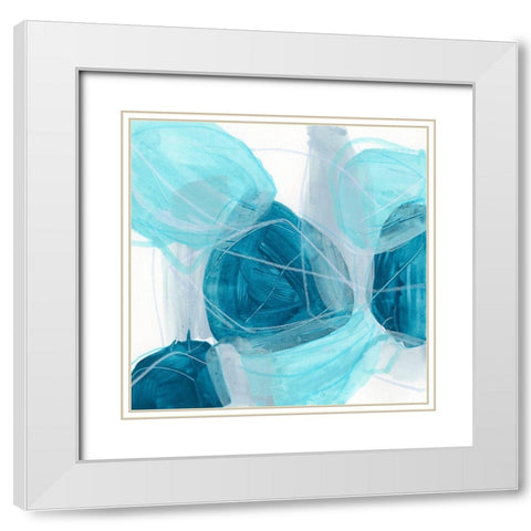 Blue Trance III White Modern Wood Framed Art Print with Double Matting by Vess, June Erica