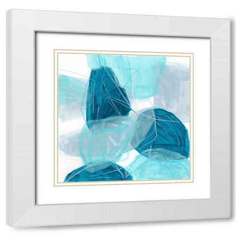 Blue Trance IV White Modern Wood Framed Art Print with Double Matting by Vess, June Erica