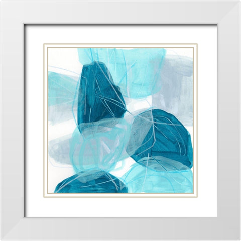 Blue Trance IV White Modern Wood Framed Art Print with Double Matting by Vess, June Erica