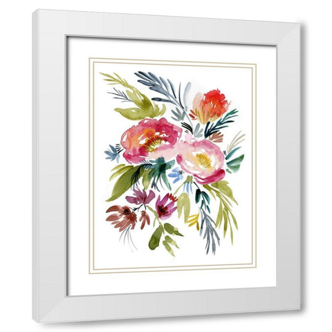 Jeweled Bouquet I White Modern Wood Framed Art Print with Double Matting by Goldberger, Jennifer