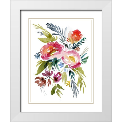 Jeweled Bouquet I White Modern Wood Framed Art Print with Double Matting by Goldberger, Jennifer