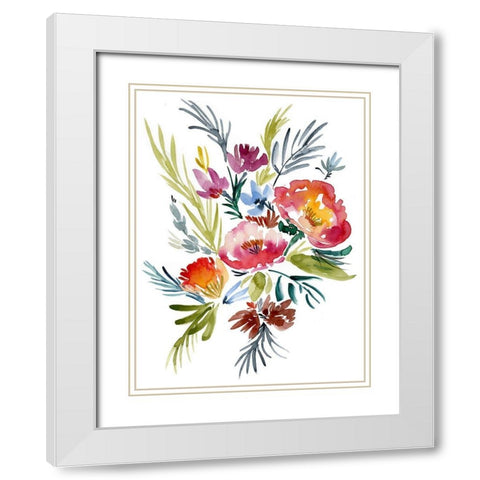 Jeweled Bouquet II White Modern Wood Framed Art Print with Double Matting by Goldberger, Jennifer