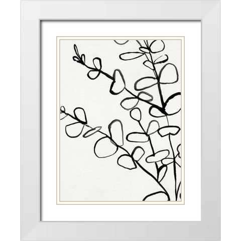 Sprig Contour I White Modern Wood Framed Art Print with Double Matting by Barnes, Victoria