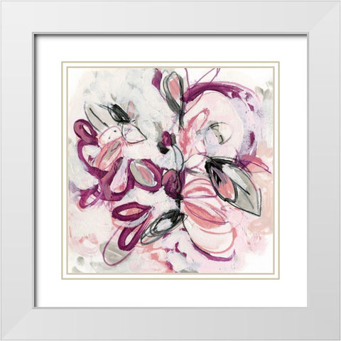 Fuchsia Floral I White Modern Wood Framed Art Print with Double Matting by Vess, June Erica
