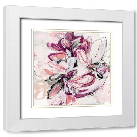 Fuchsia Floral II White Modern Wood Framed Art Print with Double Matting by Vess, June Erica