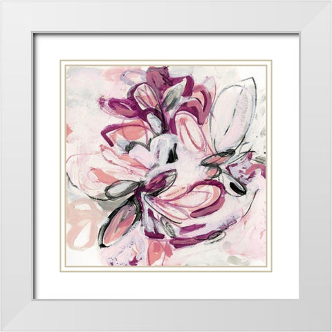 Fuchsia Floral II White Modern Wood Framed Art Print with Double Matting by Vess, June Erica