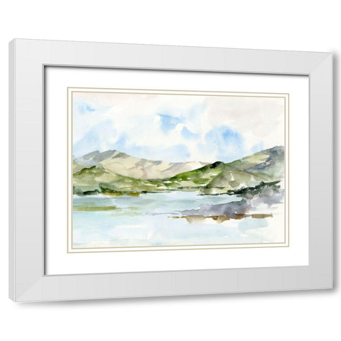 Serene Mountains I White Modern Wood Framed Art Print with Double Matting by Harper, Ethan