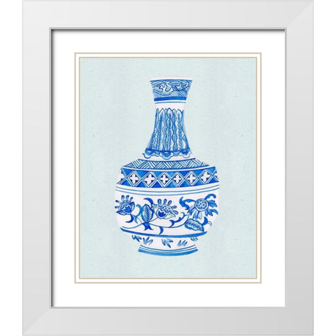 Qing Vase I White Modern Wood Framed Art Print with Double Matting by Wang, Melissa