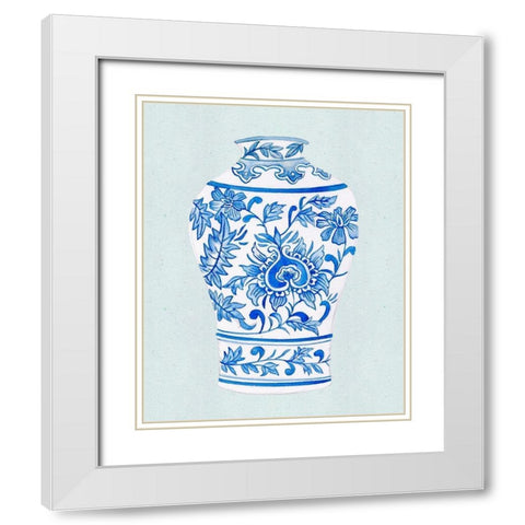 Qing Vase II White Modern Wood Framed Art Print with Double Matting by Wang, Melissa