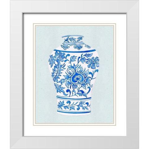 Qing Vase II White Modern Wood Framed Art Print with Double Matting by Wang, Melissa