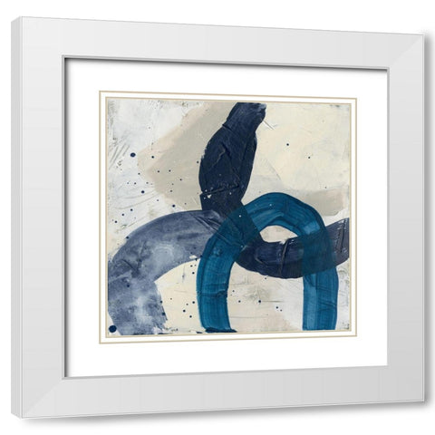 Blue System III White Modern Wood Framed Art Print with Double Matting by Vess, June Erica