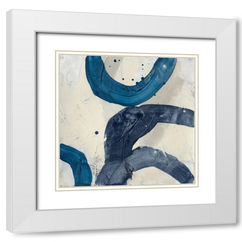 Blue System IV White Modern Wood Framed Art Print with Double Matting by Vess, June Erica