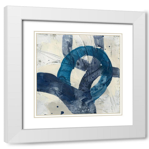 Blue System V White Modern Wood Framed Art Print with Double Matting by Vess, June Erica
