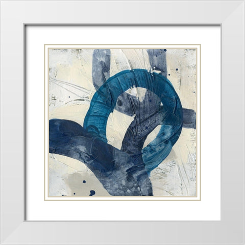 Blue System V White Modern Wood Framed Art Print with Double Matting by Vess, June Erica