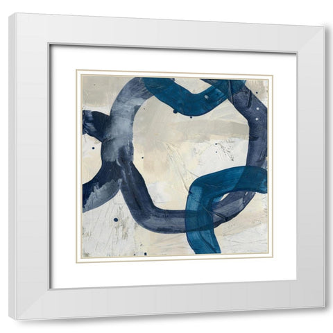 Blue System VI White Modern Wood Framed Art Print with Double Matting by Vess, June Erica