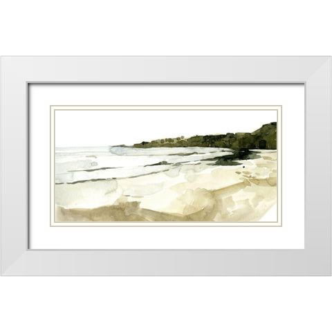 Simple Watercolor Coast I White Modern Wood Framed Art Print with Double Matting by Caroline, Emma