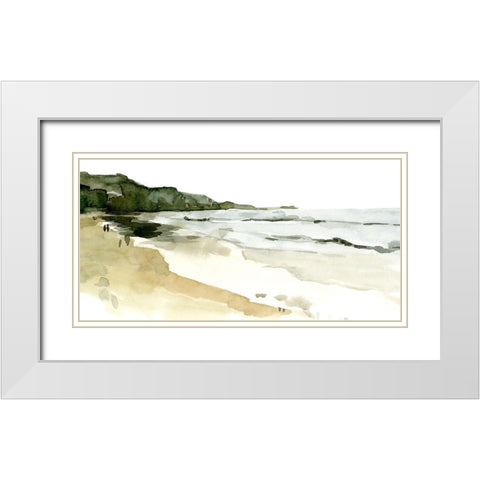 Simple Watercolor Coast II White Modern Wood Framed Art Print with Double Matting by Caroline, Emma