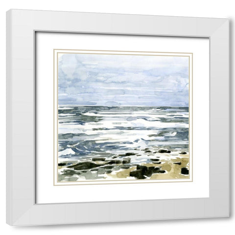 Loose Seascape II White Modern Wood Framed Art Print with Double Matting by Caroline, Emma
