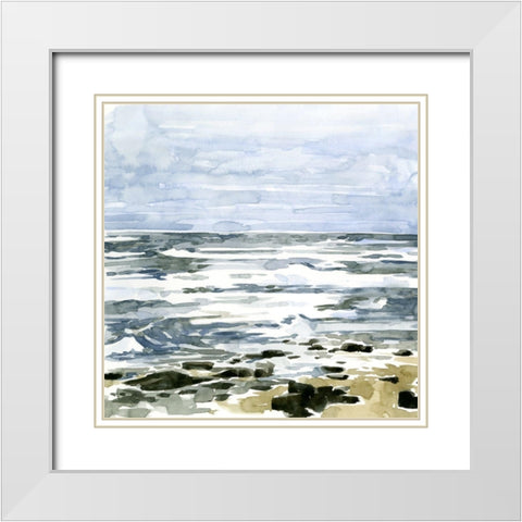 Loose Seascape II White Modern Wood Framed Art Print with Double Matting by Caroline, Emma