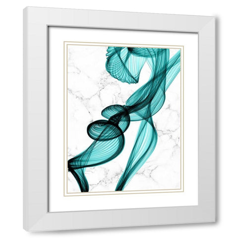 Teal Ribbons II White Modern Wood Framed Art Print with Double Matting by Orlov, Irena