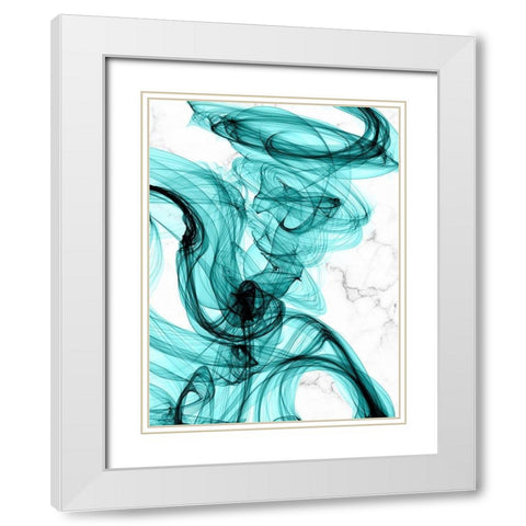 Teal Ribbons IV White Modern Wood Framed Art Print with Double Matting by Orlov, Irena