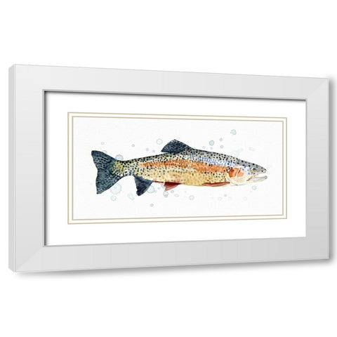 Watercolor Rainbow Trout I White Modern Wood Framed Art Print with Double Matting by Caroline, Emma