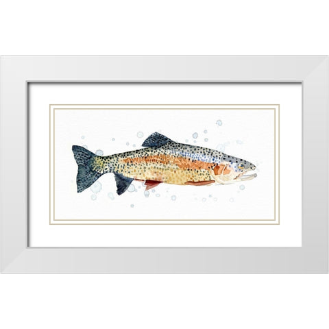 Watercolor Rainbow Trout I White Modern Wood Framed Art Print with Double Matting by Caroline, Emma