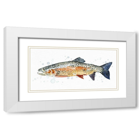 Watercolor Rainbow Trout II White Modern Wood Framed Art Print with Double Matting by Caroline, Emma