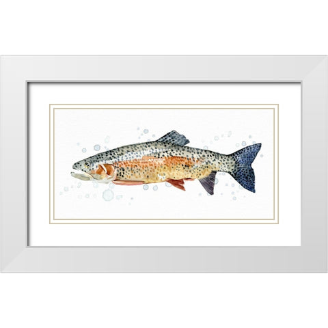 Watercolor Rainbow Trout II White Modern Wood Framed Art Print with Double Matting by Caroline, Emma
