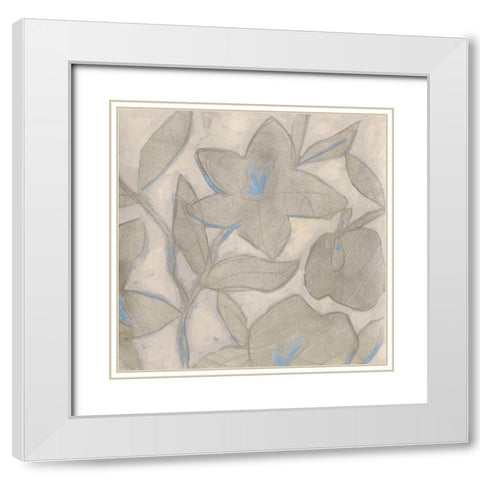 Silvertone Garden II White Modern Wood Framed Art Print with Double Matting by Vess, June Erica