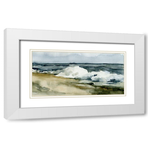 Loose Watercolor Waves II White Modern Wood Framed Art Print with Double Matting by Caroline, Emma