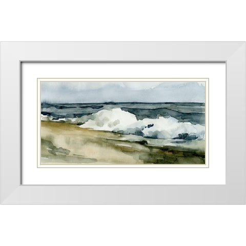 Loose Watercolor Waves II White Modern Wood Framed Art Print with Double Matting by Caroline, Emma