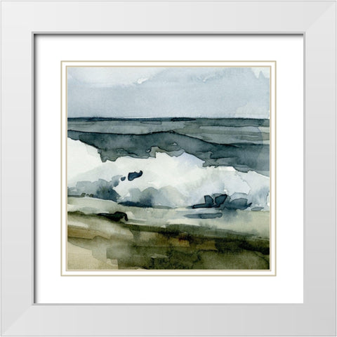 Loose Watercolor Waves VI White Modern Wood Framed Art Print with Double Matting by Caroline, Emma